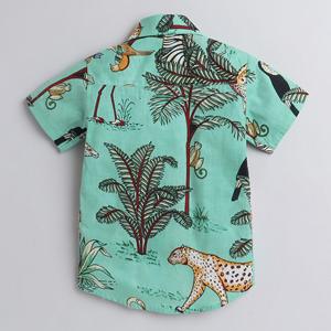 Chemise Demi Manches à Polka Tots Jungle Animal Print-Vert - Product Image 2