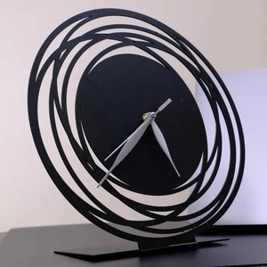 Contemporary Black Metal Desk <b>Clock</b> Perfect For Bedroom Decor Study <b>Tables</b> And Shelf Display Arrangement Handcrafted From India - Product Image 4