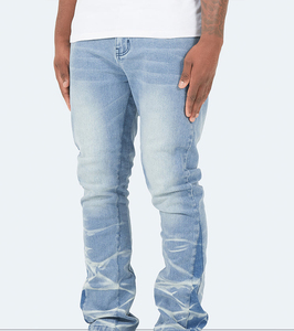 Pantalones Vaqueros Acampanados Personalizados al por Mayor, Estilo Urbano, Lisos, Holgados, Desgastados, Vintage, con Ondas, para Hombre, Talla OEM - Product Image 6