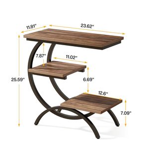 <b>C</b>-<b>Shaped</b> End <b>Table</b> Three-Layer Coffee <b>Table</b> with Storage for Small Spaces - Product Image 6