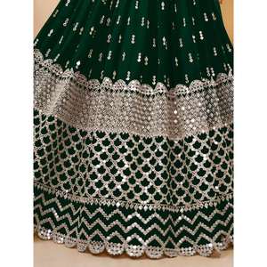 Paillettes vertes attrayantes Georgette Mehendi Wear Lehenga Choli - Product Image 2