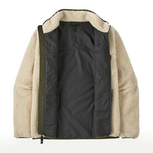 Veste polaire zippée intégrale pour homme, col rabattu, manches longues, patchwork, sherpa, haute qualité, hiver, personnalisable - Product Image 5