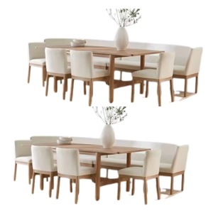 Wooden Luxury Dining Table Set <b>Restaurant</b> Dining <b>Furniture</b> Japanese Design With Many Chairs Wholesale Price - Product Image 6