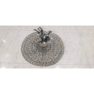 Industry Trending Round Jute Area Rug Chevron Pattern Flat Weave Non Slip Rubber Backing Modern Style Living Room Decor - Product Image 1