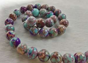 Cuentas de piedra de jaspe natural de sedimento marino de hebra completa para la fabricación de joyas - Product Image 6