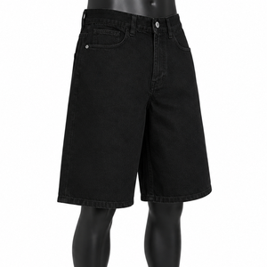 Custom Streetwear Denim Jorts Men's Loose Fit Black Jean Shorts OEM Clothing Factory - Product Image 4