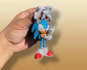 Pendentif Personnalisé Super Sonic Cartoon en Moissanite VVS, Pendentif Personnalisé Lettre Cartoon en Argent 925, Breloques Initiales - Product Image 3