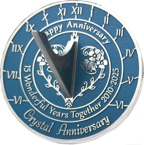 ของขวัญครบรอบแต่งงานคริสตัลครบรอบ 15 ปี นาฬิกาแดดอะลูมิเนียมโบราณ ปี 2025 ขนาด 10 นิ้ว - Product Image 2