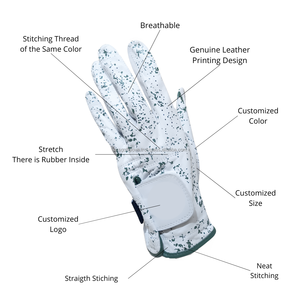 Guantes de Golf de cuero genuino Cabretta de alta calidad para hombres y mujeres, diseño de impresión personalizado de mano izquierda, Material deportivo transpirable de PU - Product Image 5