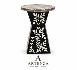 Artenza Decor - Soporte Redondo para Pastel con Incrustaciones de Hueso, Pedestal Floral para Postres, Soporte Decorativo Negro para Servir en Mesa de Fiesta - Product Image 1