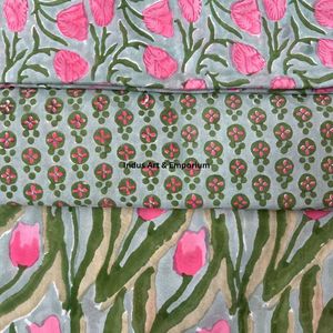 Tela de Algodón Cambray Estampada a Bloque 60x60 cm, Tela de Algodón con Estampado Tradicional Jaipuri, Tela de Algodón Estampada a Bloque, Algodón Suave para la Piel - Product Image 6