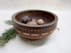 Tazón para Servir Hecho a Mano de Madera Natural, Tazón Redondo Rústico para Ensaladas, Tazón Decorativo para Frutas al por Mayor, para Cocina y Decoración del Hogar - Product Image 5