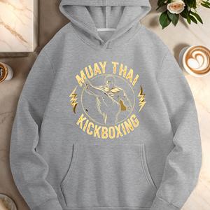 Sudadera con Capucha Vintage de Muay Thai y Kickboxing, Estampado por Transferencia Térmica, Informal para Mujer, Tejida, 100% Poliéster, para Otoño - Product Image 6