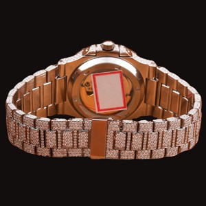 เครื่องประดับแฟชั่นฮิปฮอปแบบทำมือ ชุบทองคำขาว ประดับเพชรโมอิสซาไนต์เต็มหน้าปัดสีฟ้าทรงสี่เหลี่ยม ดีไซน์หรูหรา ได้รับคะแนนสูงสุด - Product Image 2