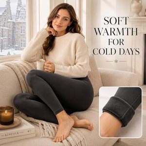 Leggings noirs taille haute pour femme, coupe slim, tricotés 100% coton, hiver, décontractés, couleur unie, respirants, coupe courte, vintage, thermiques - Product Image 5