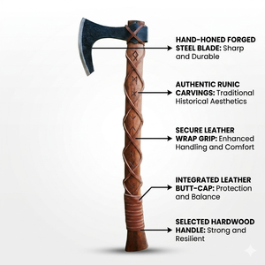 MS Enterprises Hache à fendre à double lame à dos plat en acier à haute teneur en carbone de qualité DIY, manche en bois de rose gravé à la main, 12 pouces, OEM - Product Image 2