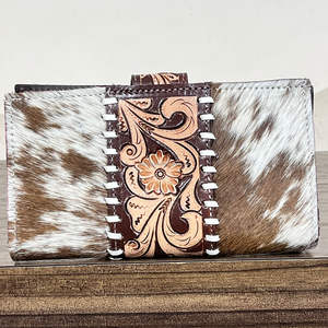 Designer Pattern Women's Hand Tooled Genuine Cowhide Leather Large Capacity <b>Wallet</b> Multiple Card Slots Long Coin Purse Clutch - Product Image 5