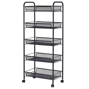 Stylish Metal Wire Utility Trolley For <b>Kitchen</b> <b>Corner</b> <b>Storage</b> With Smooth Rolling Wheels And Open Basket Design - Product Image 1