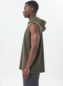 Camiseta sin mangas con capucha para hombre, informal, deportiva, para gimnasio, con logo personalizado, ropa deportiva OEM - Product Image 3