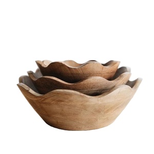 Juego de tazones de servir estilo floral, tazones de madera desechables de calidad alimentaria, impermeables, ecológicos, para frutas, ensaladas, decoración de mesa - Product Image 1