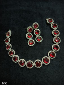 Ensemble de bijoux de mariée en diamant américain classique Collier et boucles d'oreilles en deux pièces pour mariage Style classique à la mode - Product Image 4