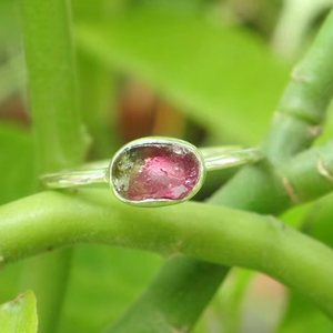 Anillo de piedras preciosas de turmalina de sandía Natural de Plata de Ley 925 hermoso hecho a mano joyería de boda o fiesta para niños - Product Image 1