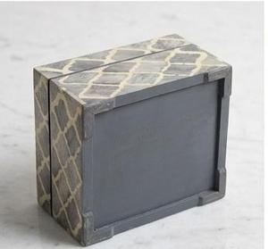 Bone Inlay Storage <b>Box</b> with Lid Moroccan Design Grey Beige Jewelry Organizer Decorative <b>Box</b> - Product Image 2