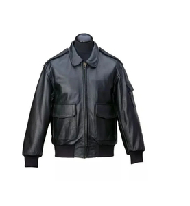 Chaqueta Bomber de Cuero Sintético para Hombre, Cierre de Cremallera, Transpirable, Resistente al Viento, Estilo Motero, Color Sólido, para Invierno - Product Image 1