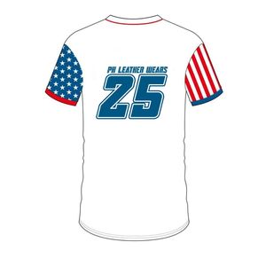 Maillot de baseball PH LEATHER WEARS pour homme, blanc, rouge, bleu, étoiles, rayures, uniforme, impression numérique, respirant, vêtements de sport pour adultes - Product Image 6