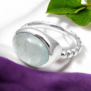 Anillo de piedra preciosa de aguamarina natural hecho a mano con plata de ley 925, anillo artesanal de estilo bohemio a precio de mayorista. - Product Image 1