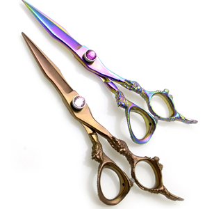 Ciseaux de coiffure professionnels, décorés de motifs arc-en-ciel, manche orné, lame tranchante, ciseaux de coiffure - Product Image 1