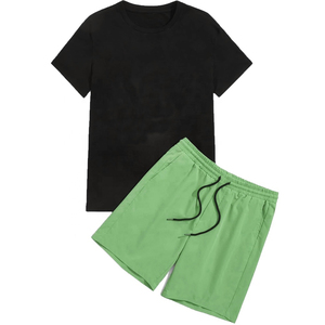 Conjunto de Pantalones Cortos y Chaqueta Cortavientos de Dos Piezas Personalizados para Hombre, Transpirables, 100% Algodón, Cintura Elástica, Corte Holgado de Verano, Opción de Logotipo Personalizado - Product Image 4