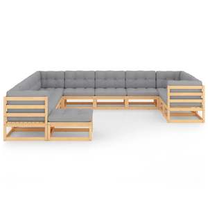 Conjunto de Muebles de Jardín Modulares Grandes de Madera de Pino Natural, Sofás de Jardín - Product Image 2