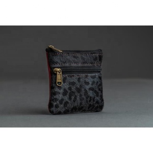 LW 2024 <b>Cute</b> Black Leopard Print Coin Bag <b>Purse</b> Genuine Leather with Zipper Black Hair-On-Leather for Girls - Product Image 3