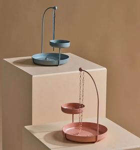 Organizador de Joyas Contemporáneo con Soporte Elevado para Platos, Gancho de Brazo Curvo, Almacenamiento de Collares, Bandeja Doble, Exhibidor Inteligente para Tocador - Product Image 5