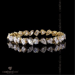 Pulsera de tenis de oro de 18k con diamantes cultivados en laboratorio, multiforma, 16.94 CT, certificado IGI, claridad VVS, para mujer, a la moda, venta al por mayor, exportación - Product Image 4