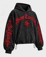 Veste à capuche zippée pour homme SAM TACTICAL, style streetwear oversize, patchwork, gris, polyester, avec poches et logo imprimé