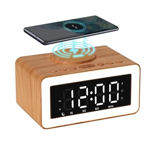 Birch Wood <b>LED</b> Desk <b>Clock</b> Wireless Charger - Wholesale Handcrafted - Product Image 6