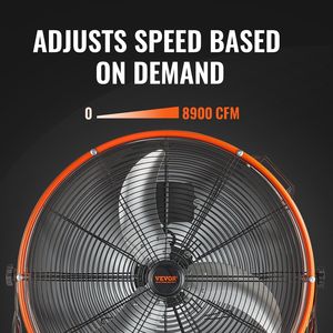Ventilador de Tambor de Alta Resistencia de 24 Pulgadas, Ventilador Industrial de Alta Velocidad, Velocidad Infinitamente Variable, Cobertura de 360 Grados para Uso Comercial - Product Image 3
