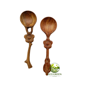 Cuillère décorative en bois faite à la main, ustensile de cuisine en bois naturel avec manche floral, outil de cuisson et de service, cadeau rustique pour la maison, idéal pour les boutiques de cadeaux - Product Image 2