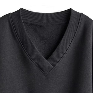 Sweat-shirt en molleton tricoté à col en V pour femme, personnalisé, écologique, marron, brodé et gaufré, respirant et coupe-vent, pour l'hiver - Product Image 2