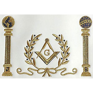 Écusson personnalisable en cuir pour la franc-maçonnerie, motif Maître Ancien de Loge Bleue, avec logo brodé, fixation magnétique écologique pour sacs - Product Image 2