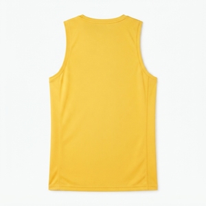 Men's <b>Yellow</b> Sleeveless <b>Tank</b> <b>Top</b> O-Neck Solid Color Breathable Polyester/Cotton Casual Wear 220g - Product Image 2