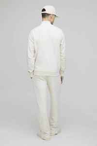 Sweat-shirt blanc pour homme à col zippé, coupe classique, couleur unie, style minimaliste, pull tricoté à manches longues pour l'automne - Product Image 6