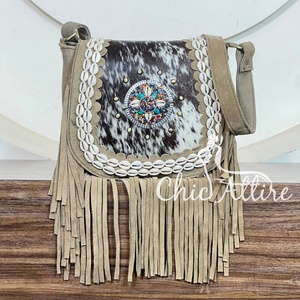Bolso de Hombro de Cuero Genuino con Flecos, Diseño Boho Western, Hecho a Mano, con Flecos de Gamuza, Perfecto para Mujer - Product Image 1