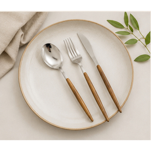 Ensemble de couverts en acier inoxydable de qualité supérieure avec manches en bois d'acacia naturel, pour restaurants gastronomiques et tables de banquet - Product Image 2