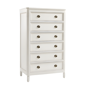 Commode haute blanche sculptée à la main, style français - Product Image 1