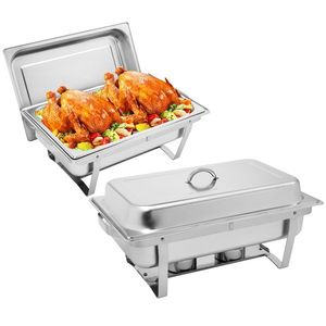 9L 1*2 Single Basin Stainless Steel Rectangular Buffet Stove Party Tableware & Table Decorations with Logo - Product Image 1