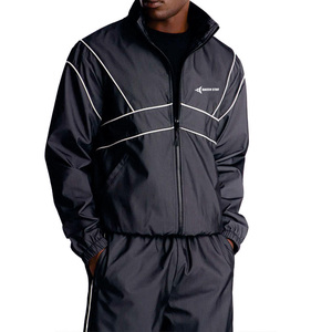 Daizen Star Men's Black Summer Tracksuit Set Full Sleeve Zipper Closure Sporty Style Windproof Lightweight Quick Dry Shorts Side - Product Image 3