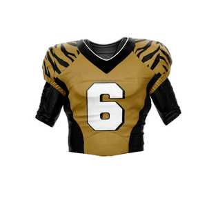 Conjunto de Uniforme de Fútbol Americano para Hombre, Color Dorado y Negro, Cuello en V, Manga Corta, Número 6, Absorbe la Humedad, Ropa de Práctica, Precio Bajo - Product Image 4